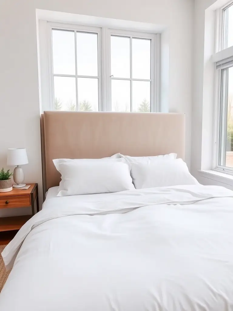 Freshly laundered and neatly folded linen being placed on a bed in a stylish Airbnb rental in Mount Buller, highlighting the linen management service.