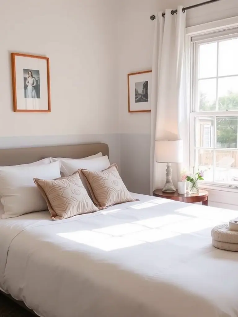 A freshly cleaned and staged Airbnb property with crisp linens and welcoming decor, ready for the next guests. The image should convey a sense of hospitality and attention to detail.