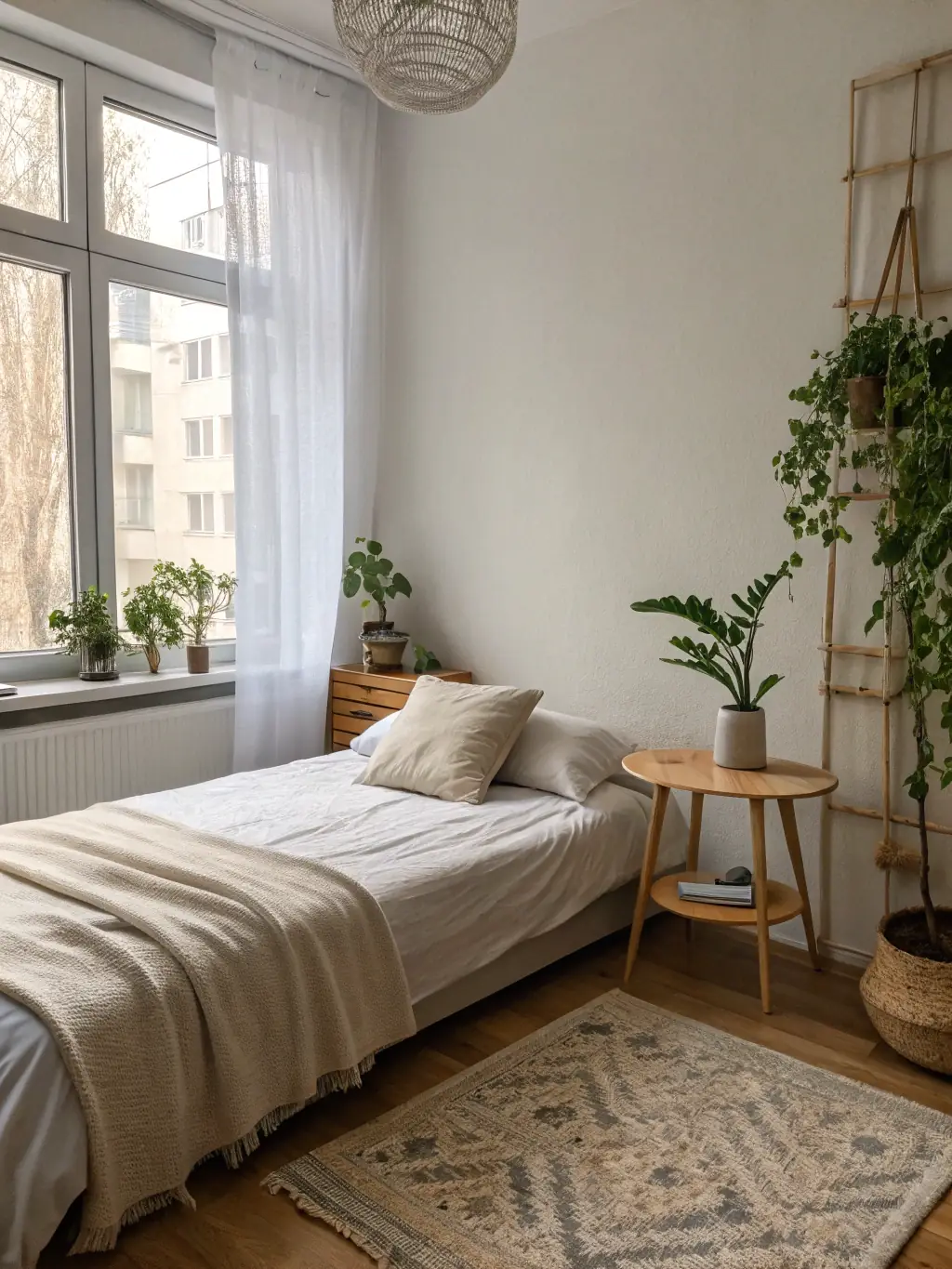 A freshly cleaned Airbnb bedroom with neatly arranged linens and amenities, ready for the next guest.