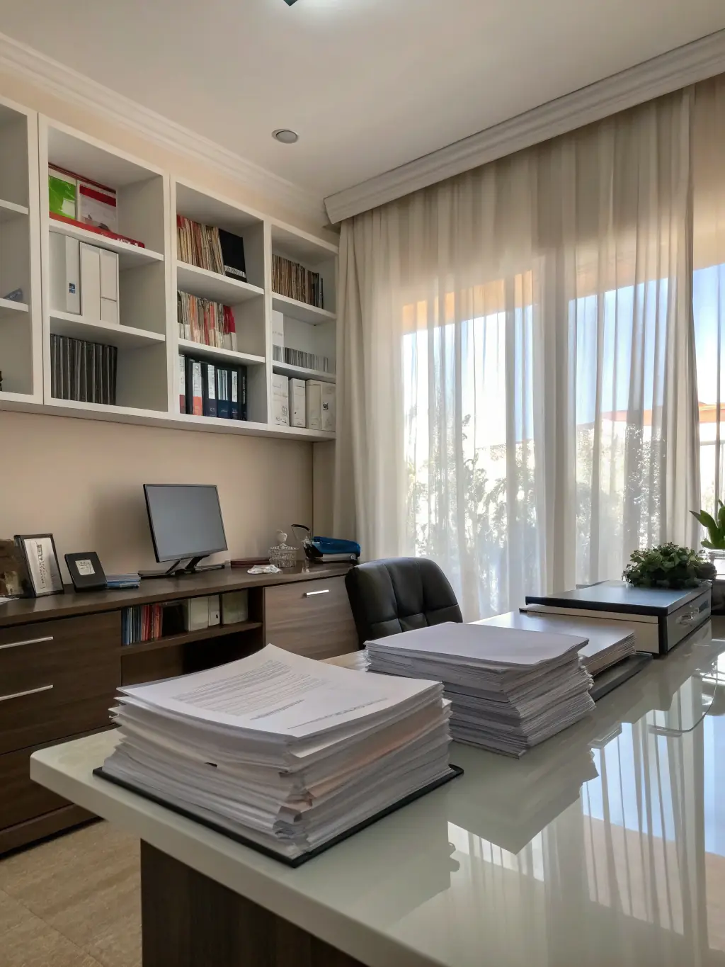 An image of a clean and tidy office space with freshly cleaned carpets, creating a welcoming and productive work environment.