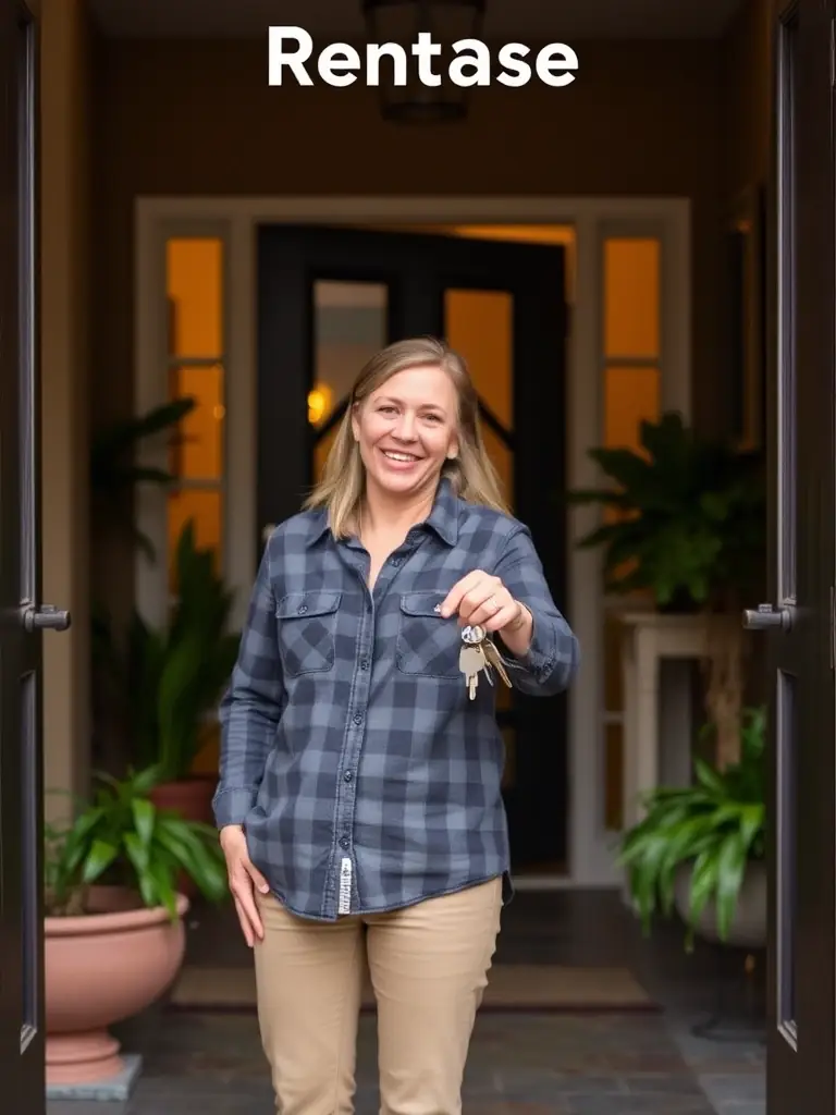 A friendly Premium Peak Cleaning Co. staff member handing over keys to a happy Airbnb guest at the property entrance, showcasing personalized service.