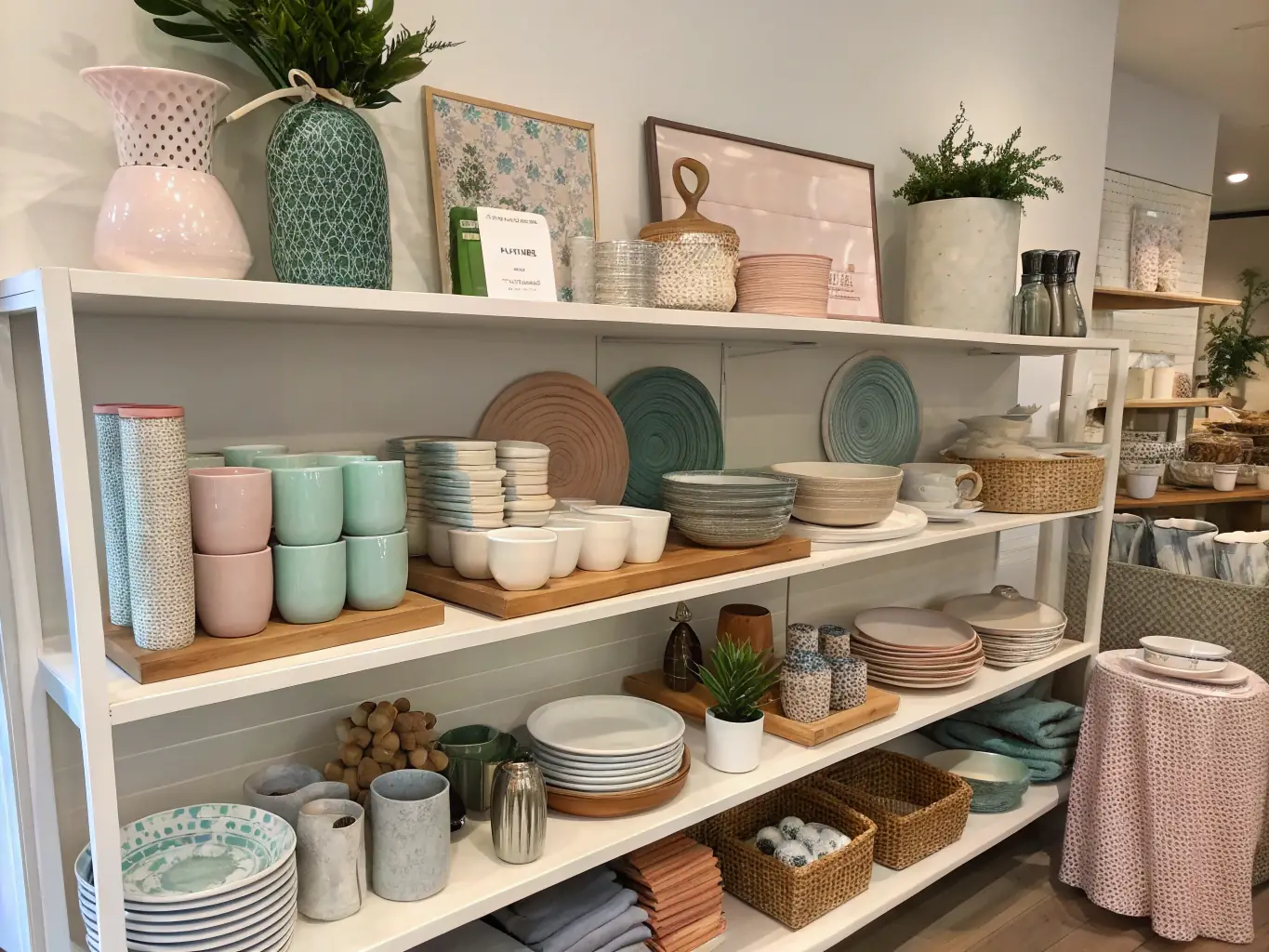 A well-organized shelf in an Airbnb pantry, stocked with essential supplies like coffee, tea, sugar, cleaning products, and toiletries, illustrating the supply restocking add-on service offered by Premium Peak Cleaning Co.