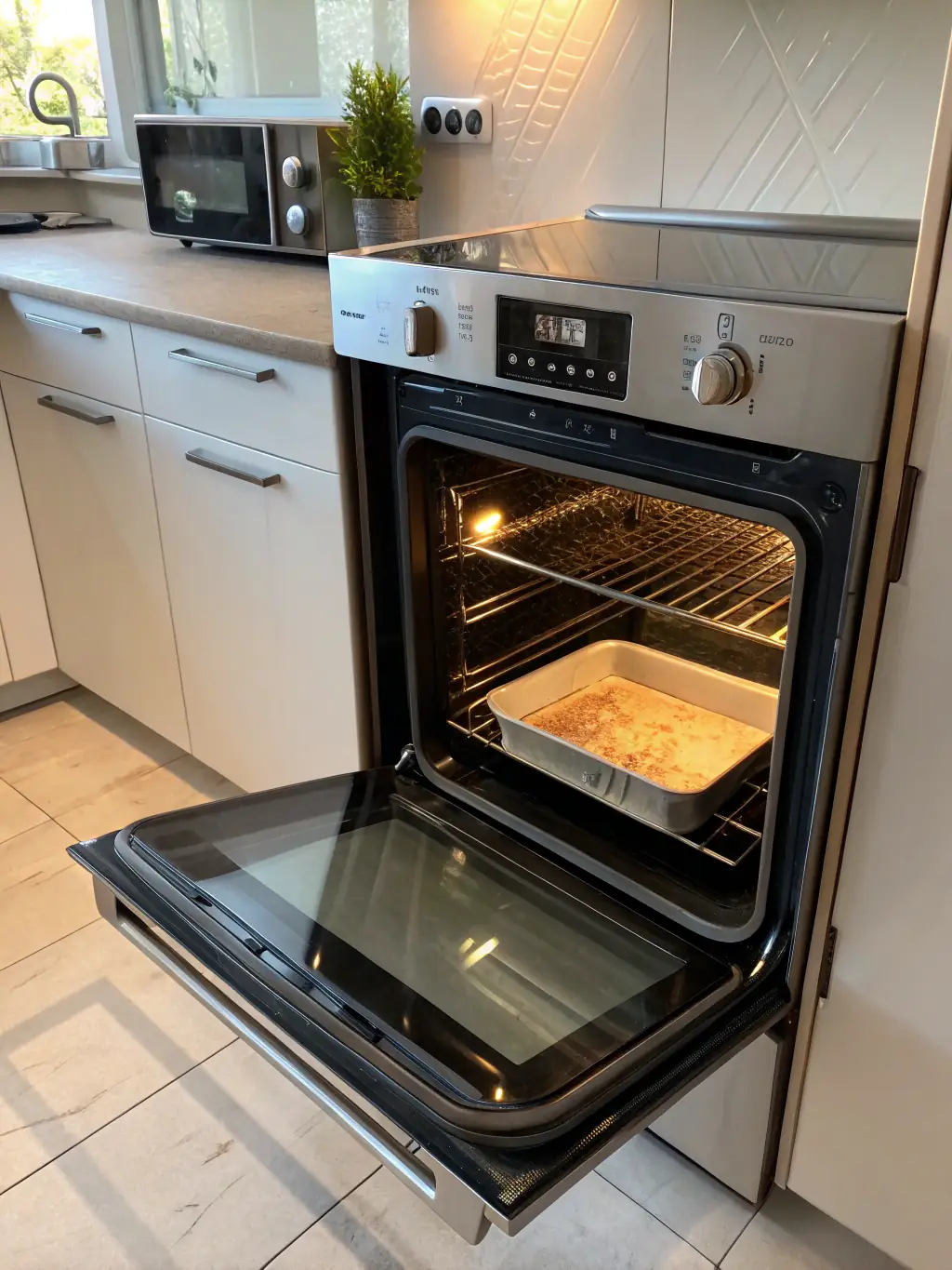 A spotless oven interior and sparkling clean windows, showcasing Premium Peak Cleaning Co.'s oven and window cleaning service in Wangaratta.