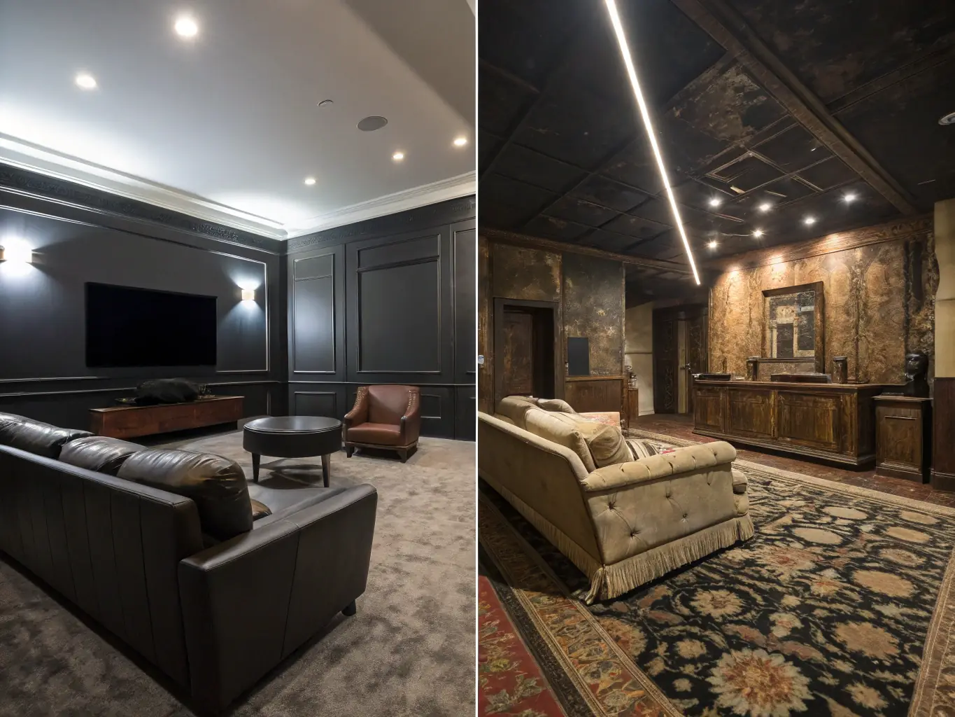 An image showcasing a before-and-after comparison of a room, highlighting the detailed cleaning process and the transformation achieved.