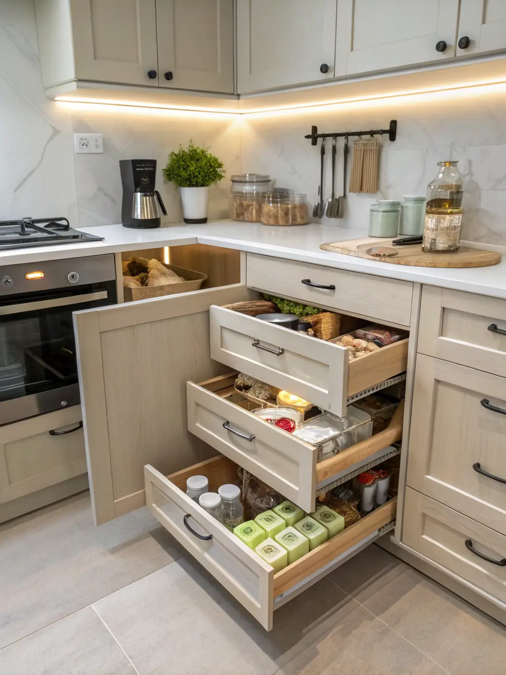 A photo of meticulously cleaned cabinet interiors, showcasing organized storage and spotless surfaces.